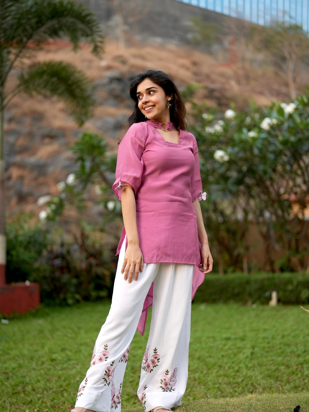 Women Designer Party Wear Pure Roman Silk Top, Palazzo & Dupatta Set