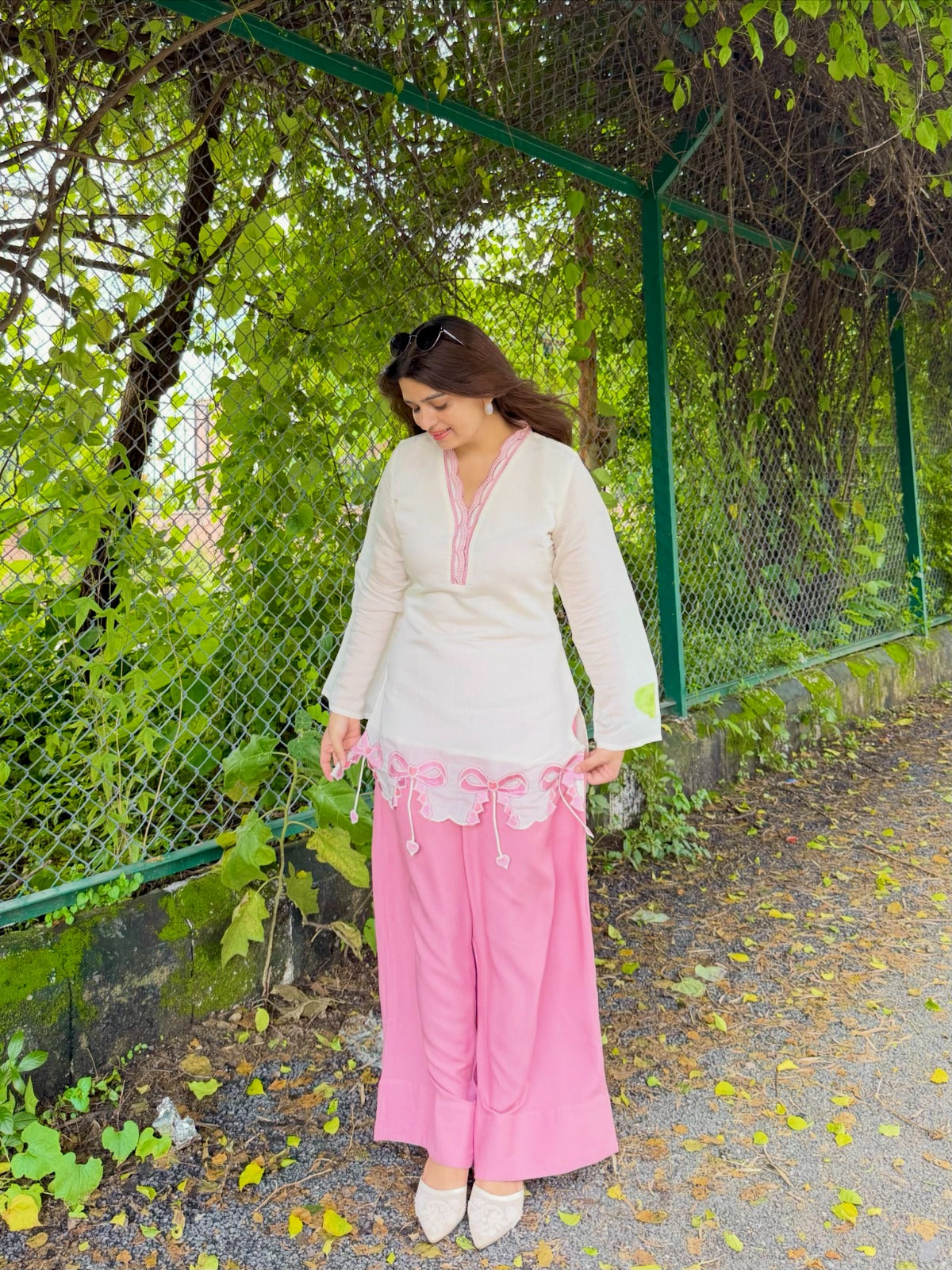 Pure Roman Silk Embroidered Top & Palazzo Set – AD244