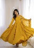 Yellow Pure Chanderi Silk Anarkali Gown Set – KB-313