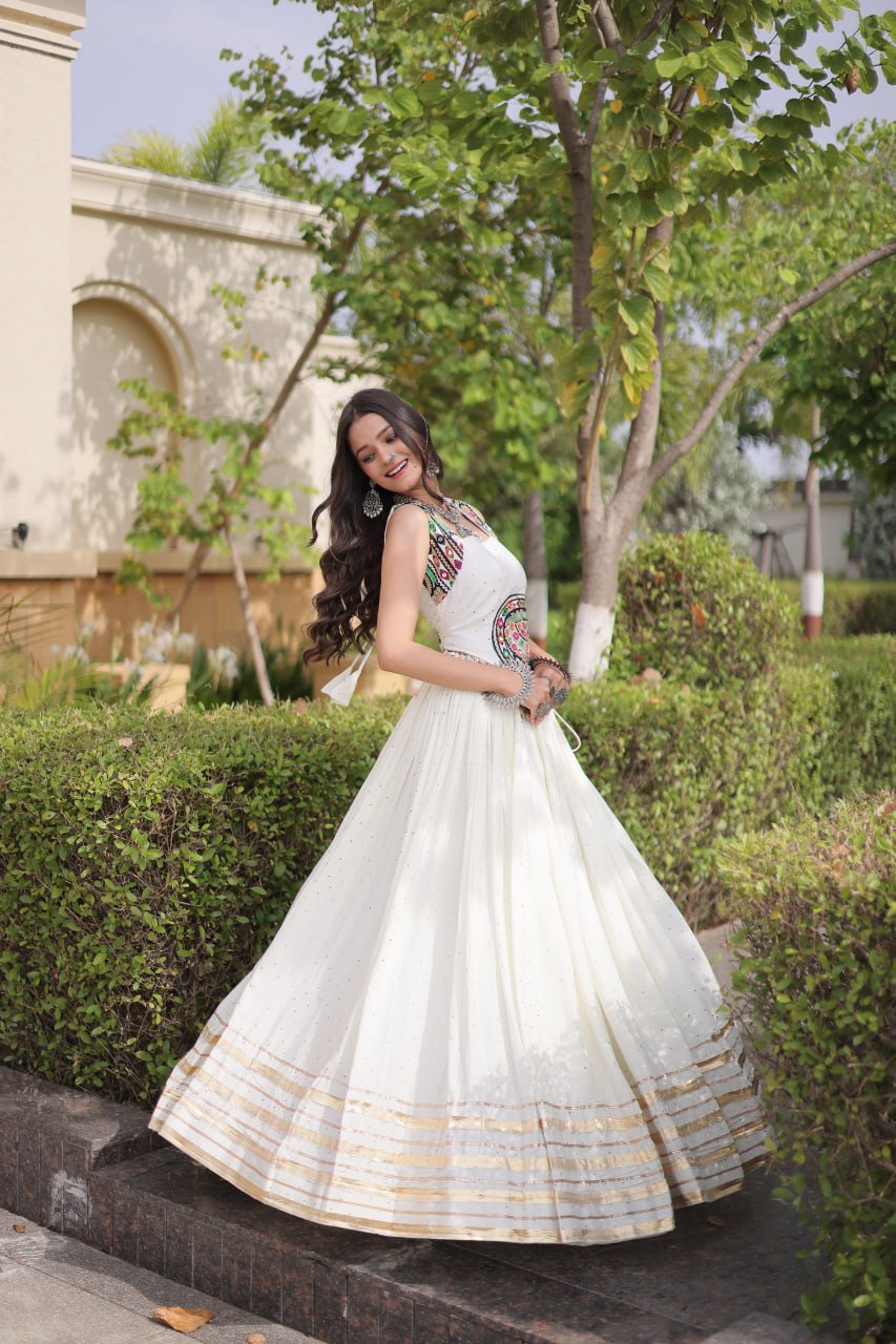 Navratri Lehenga Choli 2026 | Full-Stitched  and Rayon with Mukesh & Gamthi Mirror Work | LW-7183