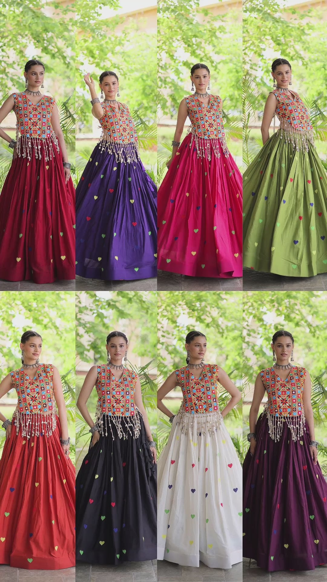 Navratri Special Cora Cotton Lehenga Set | Heart Thread Embroidery | 8 Colours